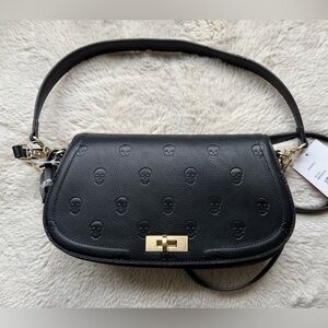 Betsey Johnson NWT Unique Beautifully StructuredBlack Skull Pattern Shoulder Bag